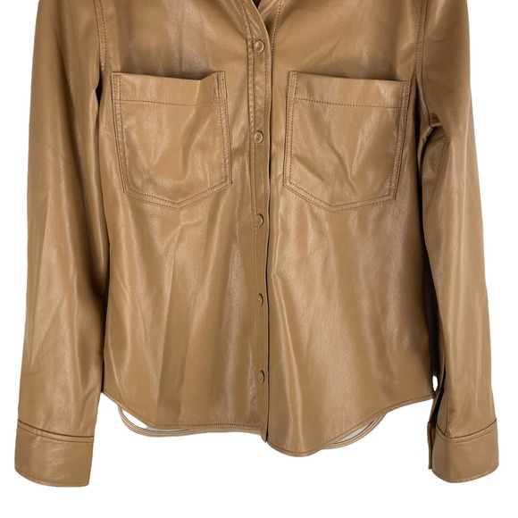 Wilfred Taryn Button Up Shirt Vegan Leather Brown Size S - Picture 5 of 9